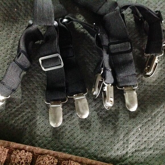 Black Men's Adjustable Snap Suspenders - Picture 3 of 4